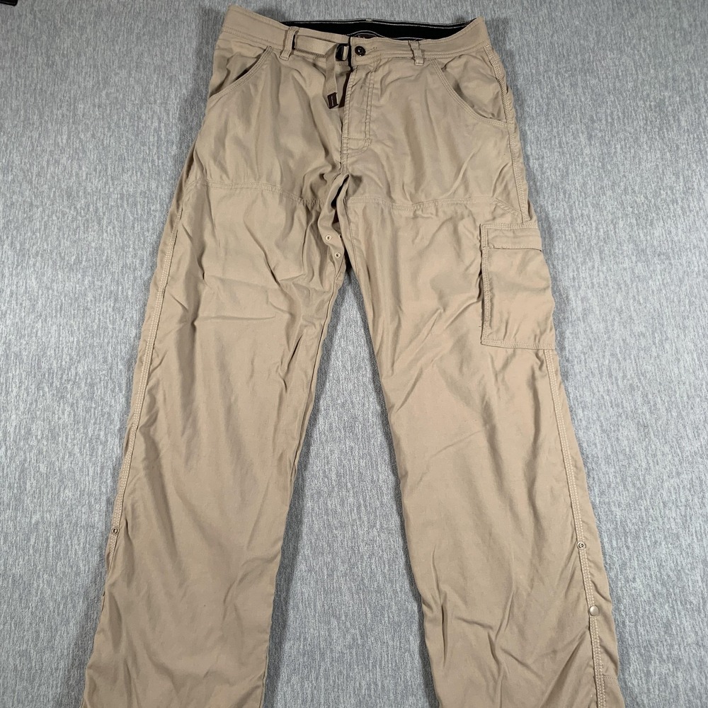 Prana Stretch Zion Pants Mens Medium 32L Khaki Hiking Cargo Outdoor Nylon - Picture 2 of 14